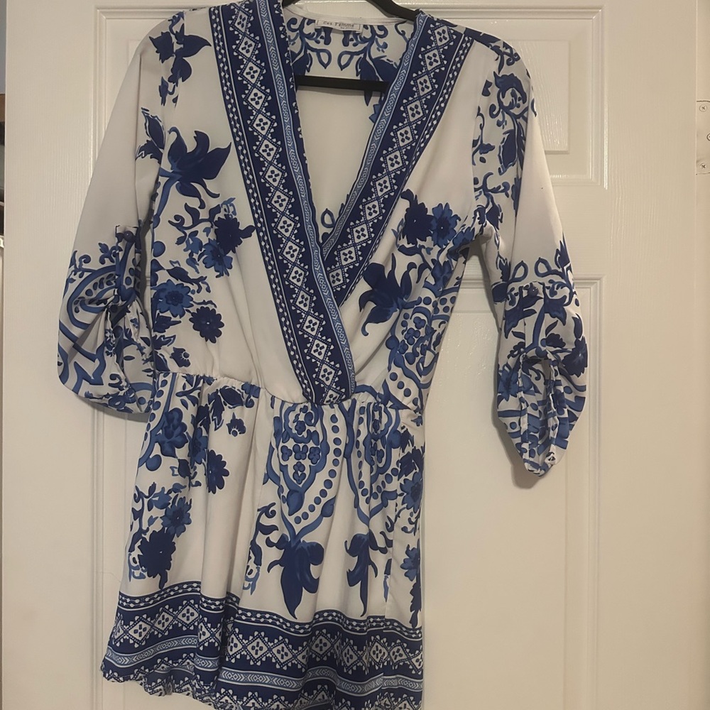 Blue and White Floral Dress